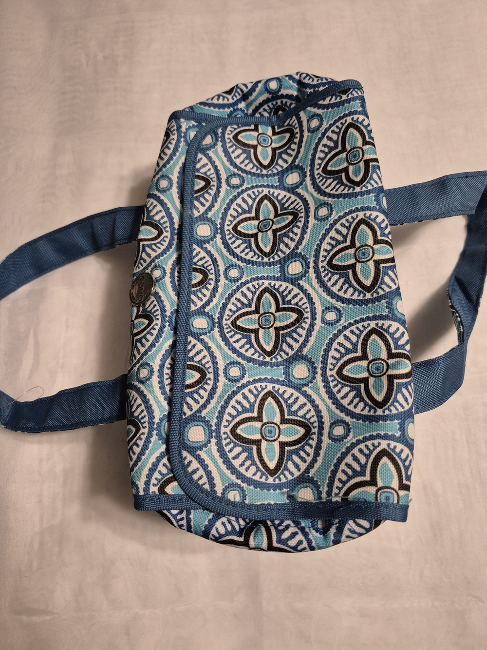 Soho Quilted Lunch Tote Bag In Teal Graphic Print
